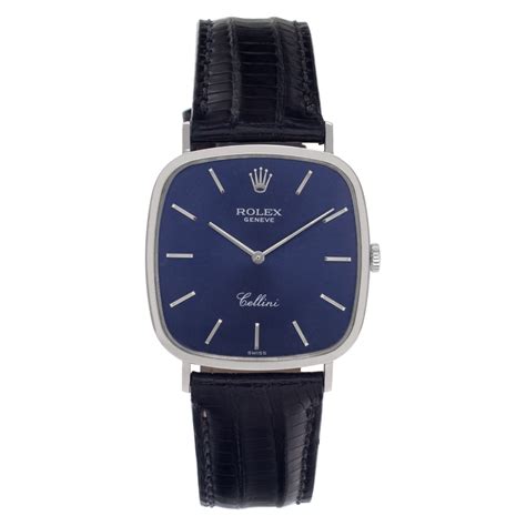 Used Rolex Cellini 4114 18k White Gold Blue dial 33mm Manual.